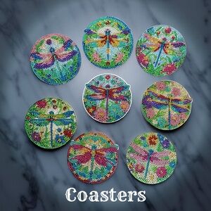 Colorful Hand Crafted Dragonfly Coasters Set
